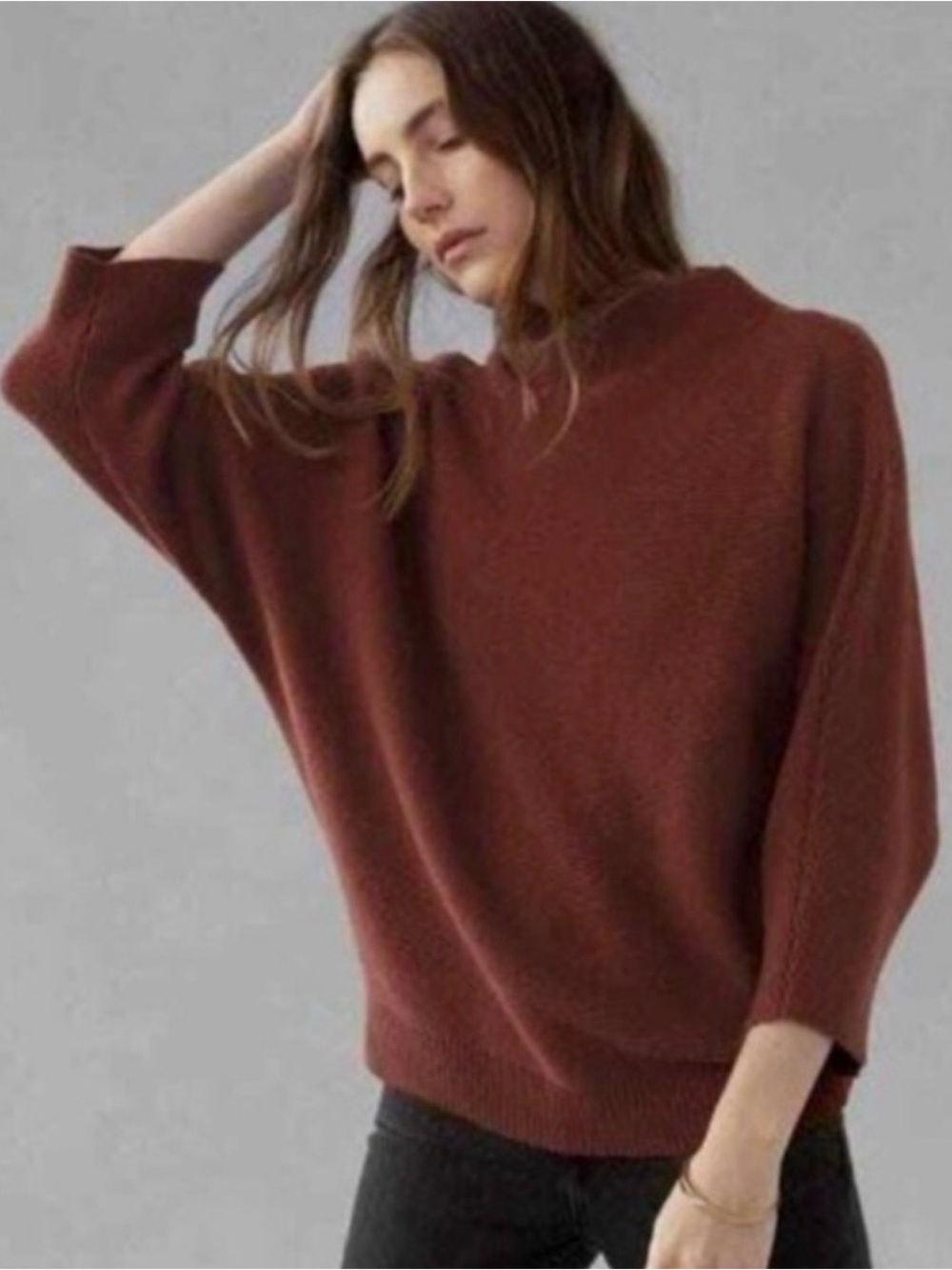 The Reset R Label Funnel Neck Pullover- S/M in brown